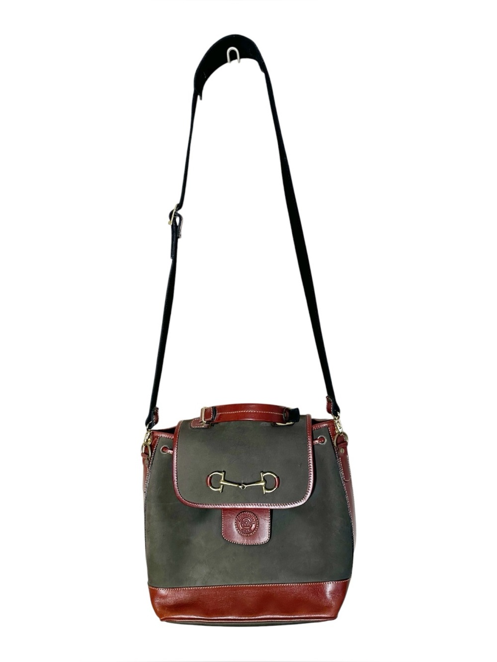 Equestrian Gear Olive Green Burgundy Horse Bit Crossbody Bag Satchel